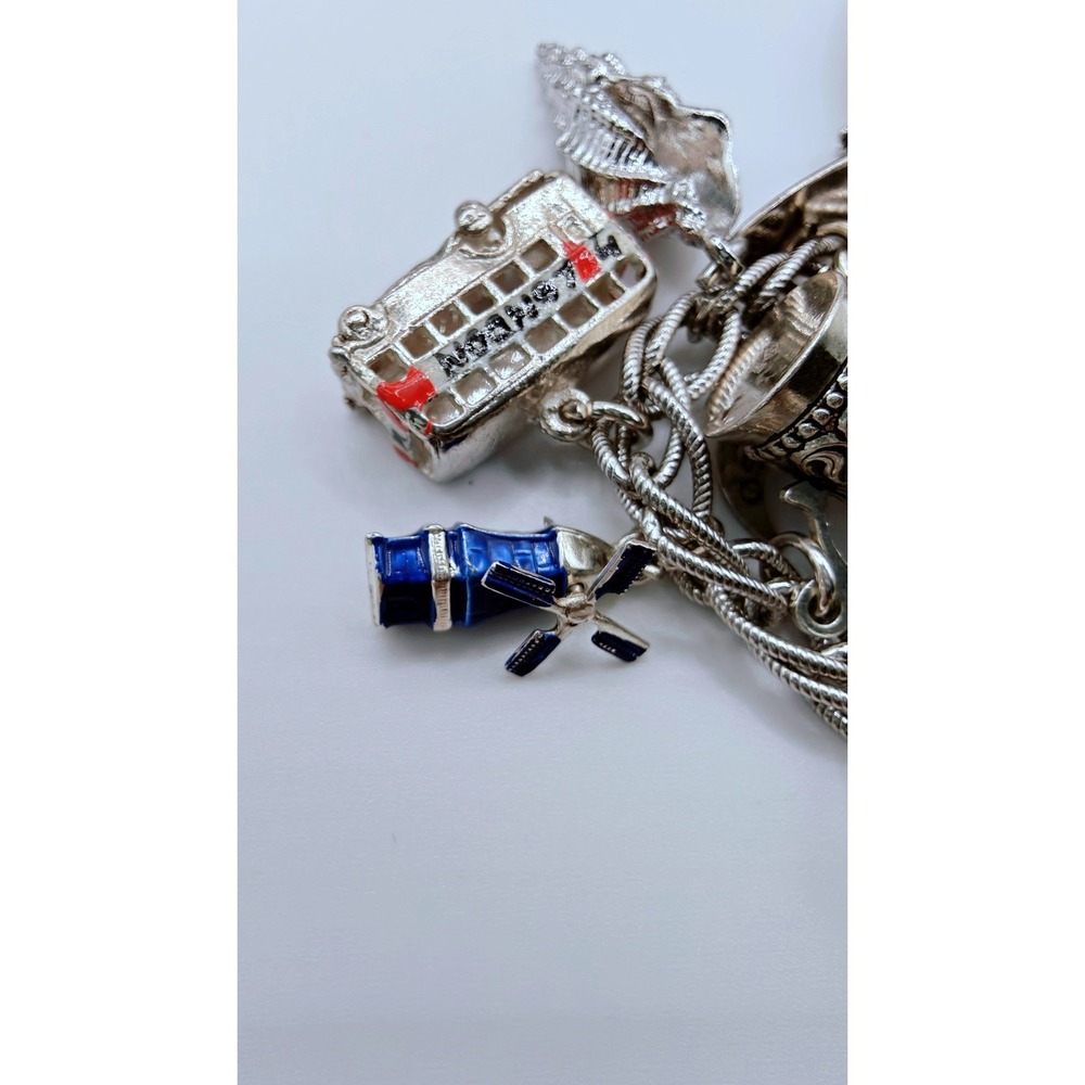 Vintage World Travelers Charm Bracelet Silver  55g London Vegas Munich & more - Picture 11 of 16